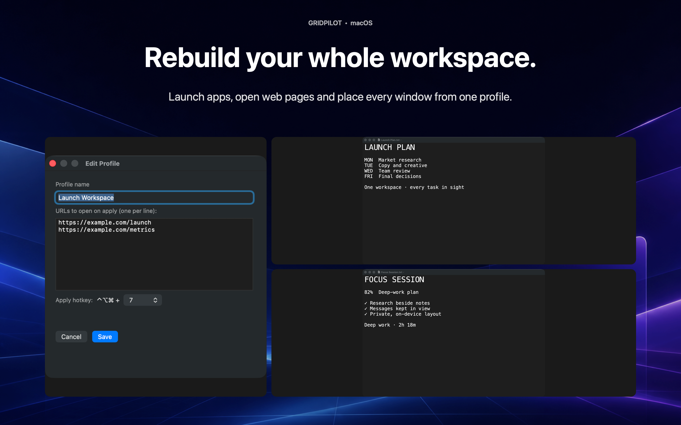GridPilot workspace Profile